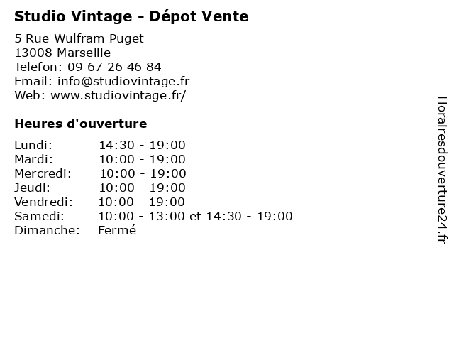 Studio Vintage - Dépot Vente à Marseille: adresse et heures d'ouverture