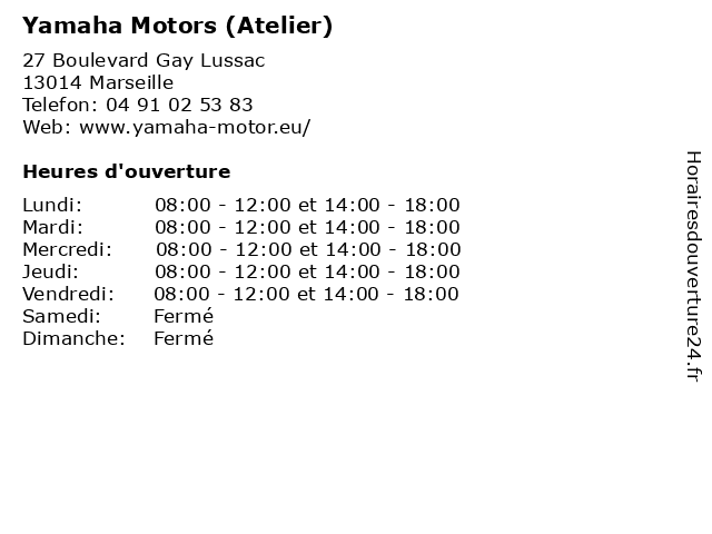 Yamaha Motors (Atelier) à Marseille: adresse et heures d'ouverture