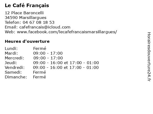 Le Café Français à Marsillargues: adresse et heures d'ouverture