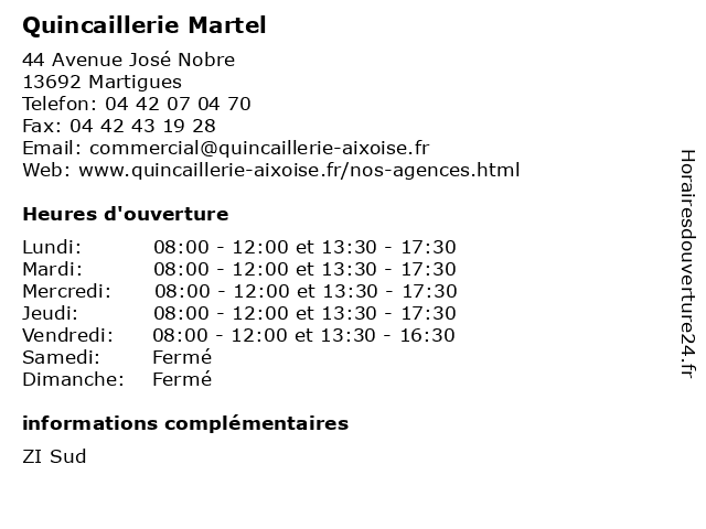 Quincaillerie Martel à Martigues: adresse et heures d'ouverture