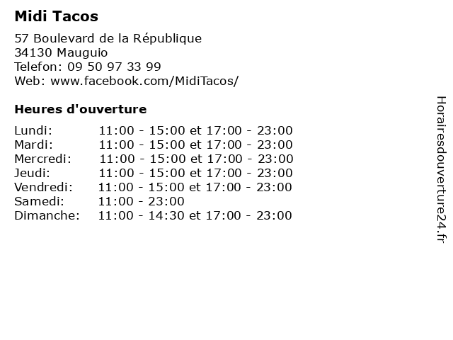 Midi Tacos à Mauguio: adresse et heures d'ouverture