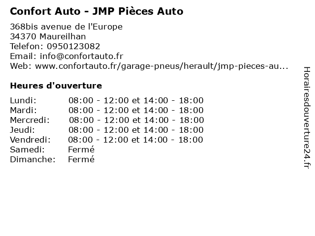 Confort Auto - JMP Pièces Auto à Maureilhan: adresse et heures d'ouverture