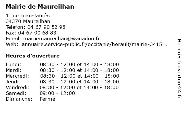 Mairie de Maureilhan à Maureilhan: adresse et heures d'ouverture