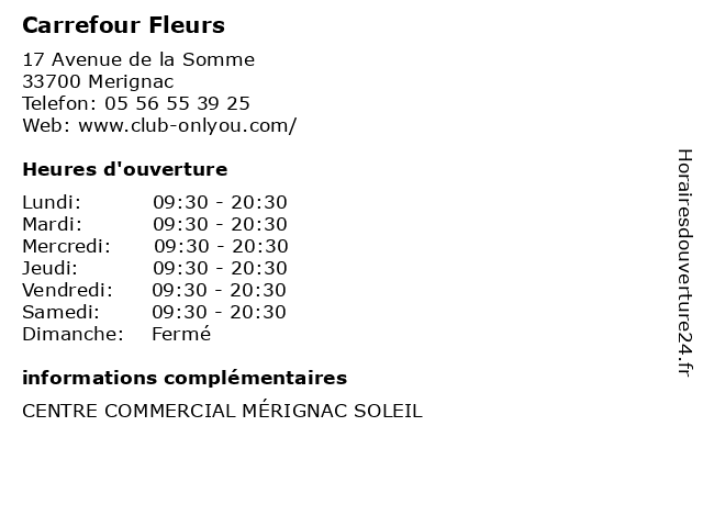 Carrefour Fleurs à Merignac: adresse et heures d'ouverture