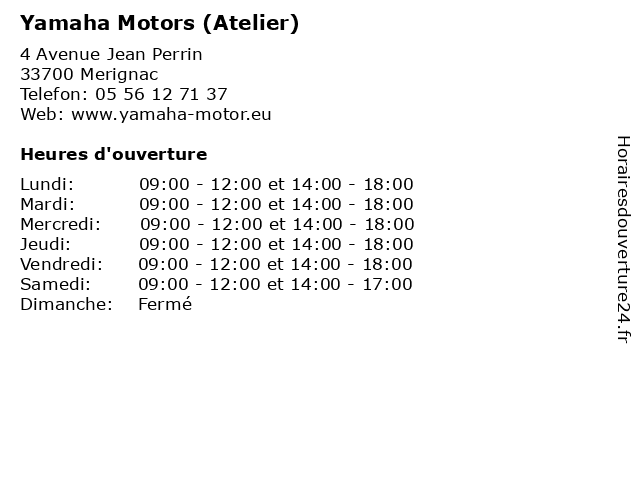 Yamaha Motors (Atelier) à Merignac: adresse et heures d'ouverture