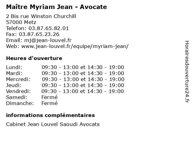 Maître Myriam Jean - Avocate à Metz: adresse et heures d'ouverture