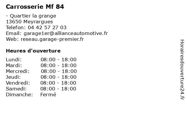 Carrosserie Mf 84 à Meyrargues: adresse et heures d'ouverture
