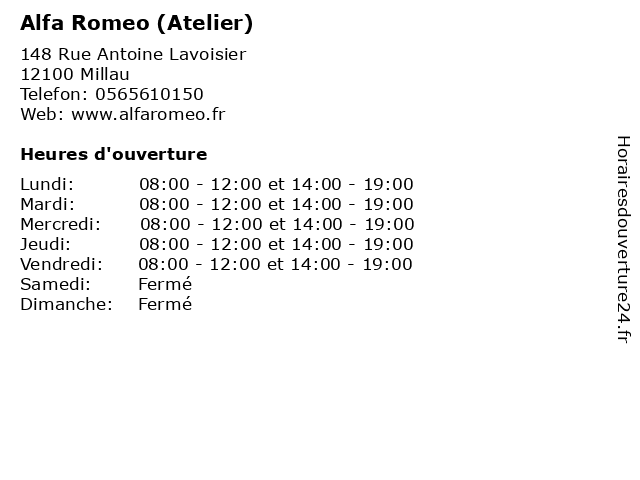 Alfa Romeo (Atelier) à Millau: adresse et heures d'ouverture