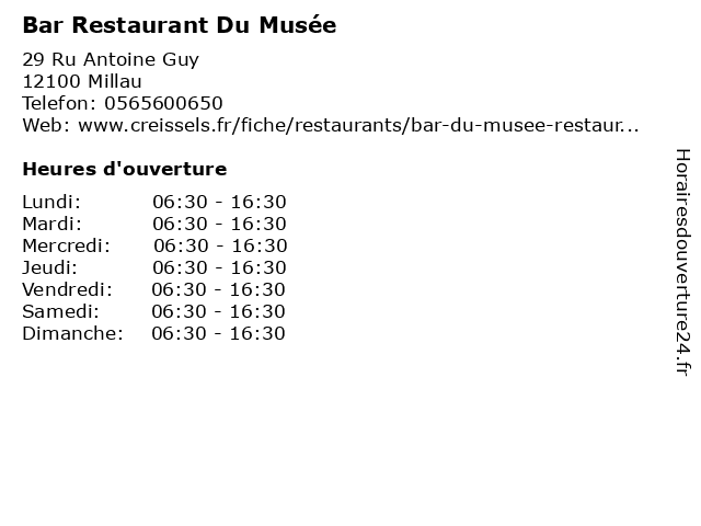 Bar Restaurant Du Musée à Millau: adresse et heures d'ouverture