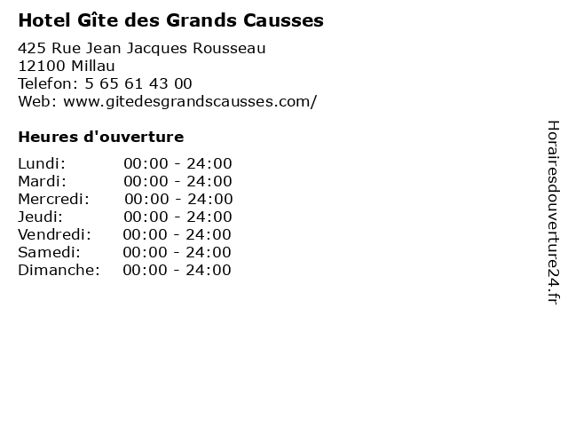 Hotel Gîte des Grands Causses à Millau: adresse et heures d'ouverture