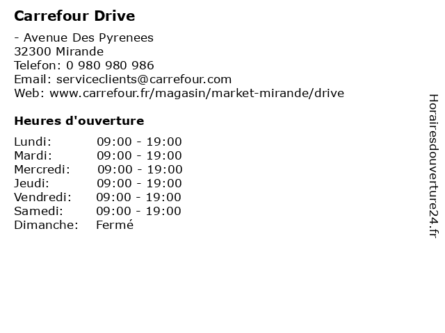 Carrefour Drive à Mirande: adresse et heures d'ouverture