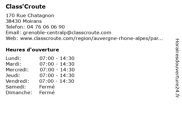 Class'Croute à Moirans: adresse et heures d'ouverture