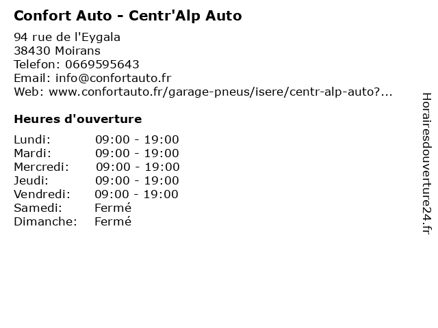 Confort Auto - Centr'Alp Auto à Moirans: adresse et heures d'ouverture