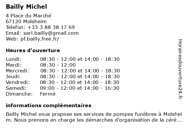 Bailly Michel à Molsheim: adresse et heures d'ouverture