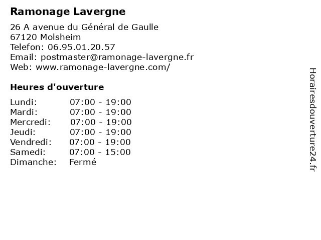 Ramonage Lavergne à Molsheim: adresse et heures d'ouverture