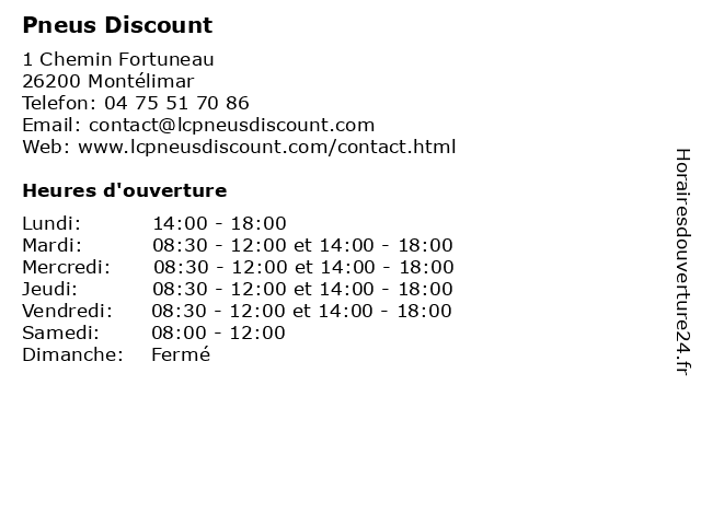 Pneus Discount à Montélimar: adresse et heures d'ouverture