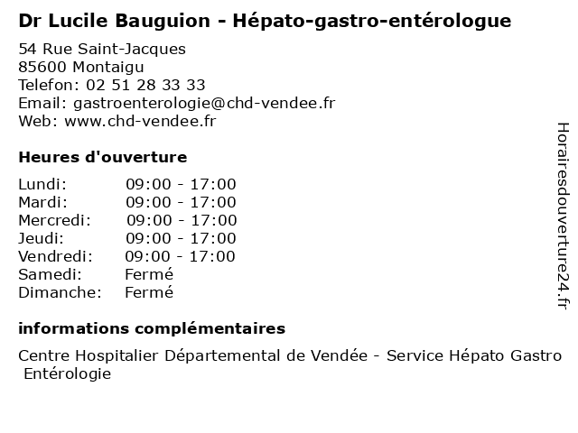 Dr Lucile Bauguion - Hépato-gastro-entérologue à Montaigu: adresse et heures d'ouverture