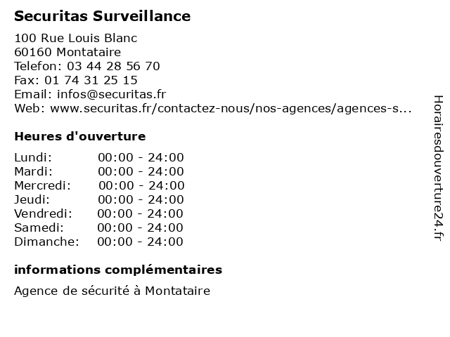 Securitas Surveillance à Montataire: adresse et heures d'ouverture