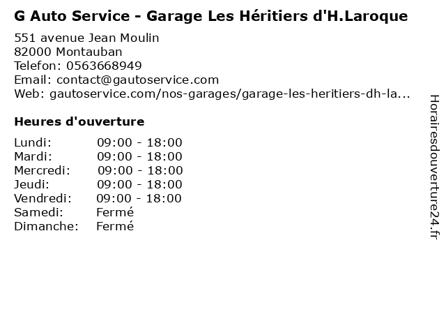 G Auto Service - Garage Les Héritiers d'H.Laroque à Montauban: adresse et heures d'ouverture