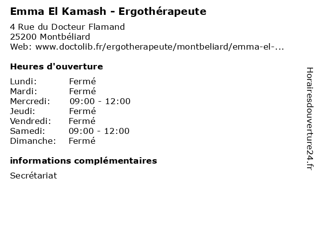 Emma El Kamash - Ergothérapeute à Montbéliard: adresse et heures d'ouverture