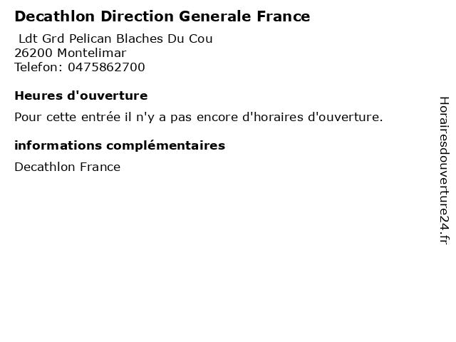 Decathlon Direction Generale France à Montelimar: adresse et heures d'ouverture