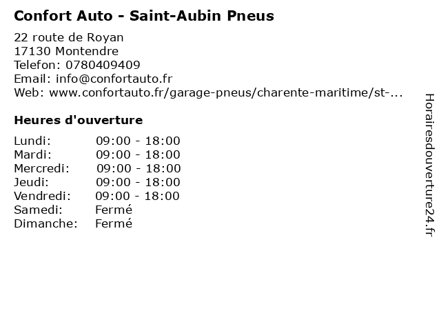 Confort Auto - Saint-Aubin Pneus à Montendre: adresse et heures d'ouverture