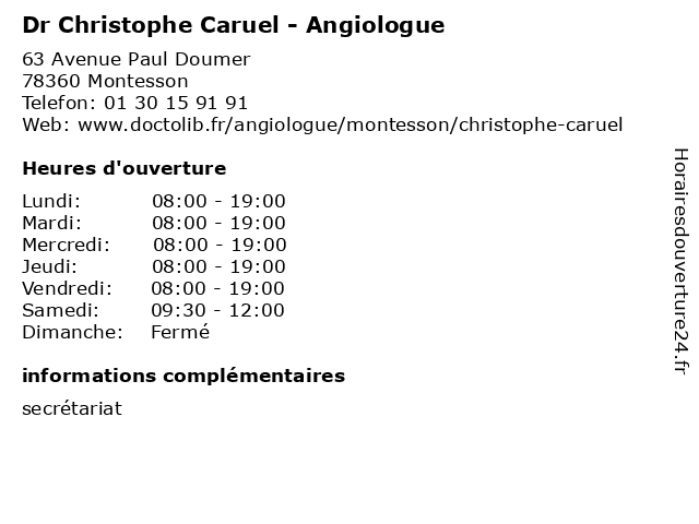 Dr Christophe Caruel - Angiologue à Montesson: adresse et heures d'ouverture