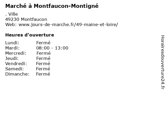 Marché à Montfaucon-Montigné à Montfaucon: adresse et heures d'ouverture