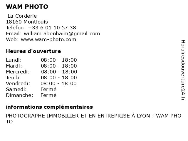 WAM PHOTO à Montlouis: adresse et heures d'ouverture