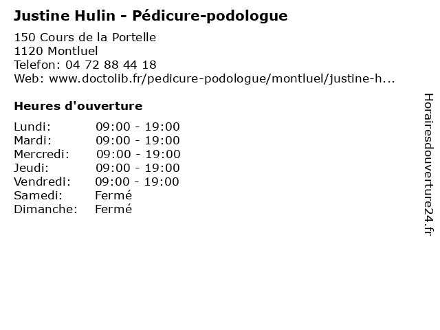 Justine Hulin - Pédicure-podologue à Montluel: adresse et heures d'ouverture