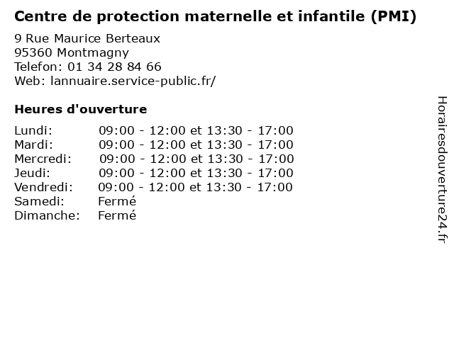 Centre de protection maternelle et infantile (PMI) à Montmagny: adresse et heures d'ouverture