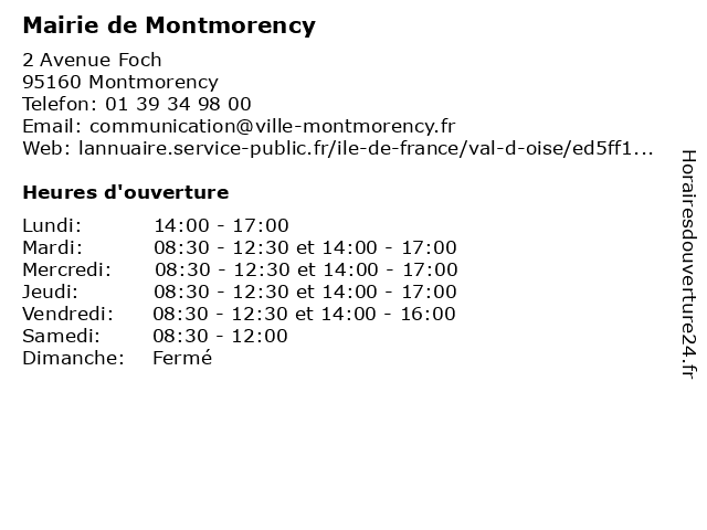 Mairie de Montmorency à Montmorency: adresse et heures d'ouverture