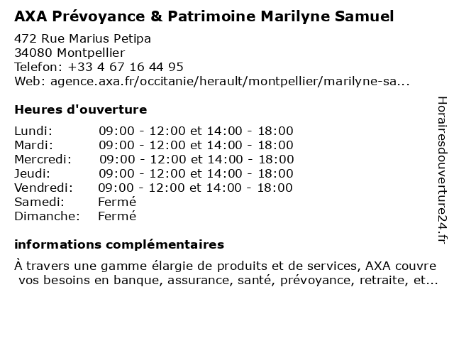 AXA Prévoyance & Patrimoine à Montpellier: adresse et heures d'ouverture