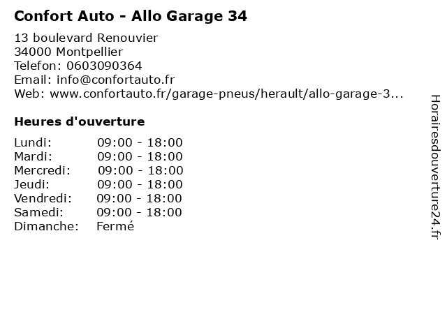 Confort Auto - Allo Garage 34 à Montpellier: adresse et heures d'ouverture