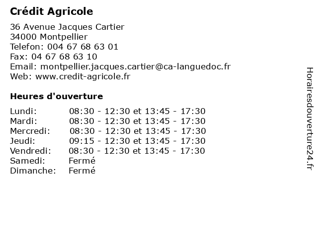 Crédit Agricole à Montpellier: adresse et heures d'ouverture