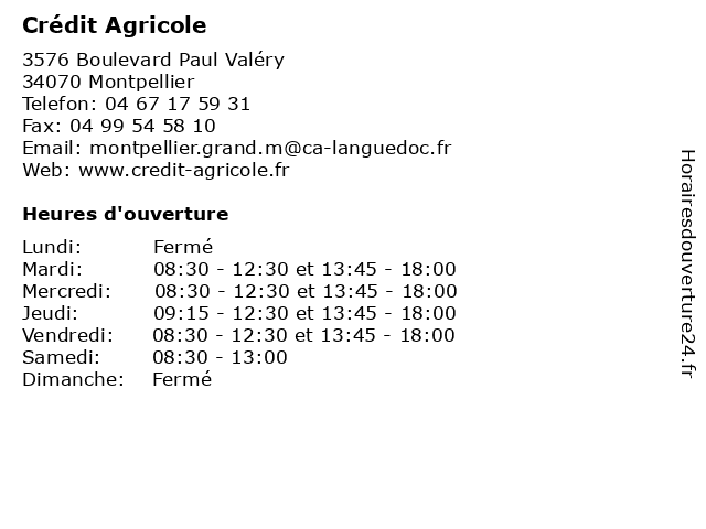Crédit Agricole à Montpellier: adresse et heures d'ouverture