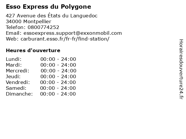 Esso Express du Polygone à Montpellier: adresse et heures d'ouverture