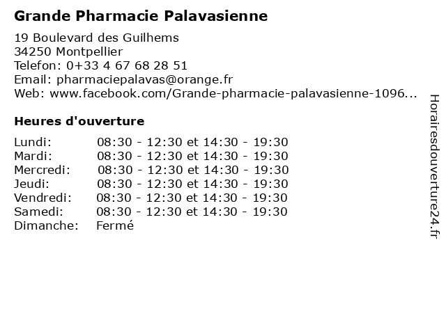 Grande Pharmacie Palavasienne à Montpellier: adresse et heures d'ouverture