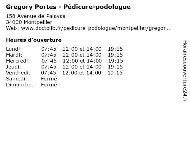 Gregory Portes - Pédicure-podologue à Montpellier: adresse et heures d'ouverture
