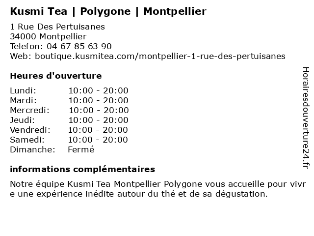 Kusmi Tea | Polygone | Montpellier à Montpellier: adresse et heures d'ouverture