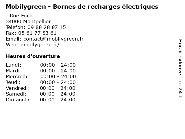 Mobilygreen - Bornes de recharges électriques à Montpellier: adresse et heures d'ouverture