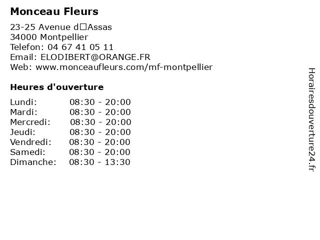 Monceau Fleurs à Montpellier: adresse et heures d'ouverture