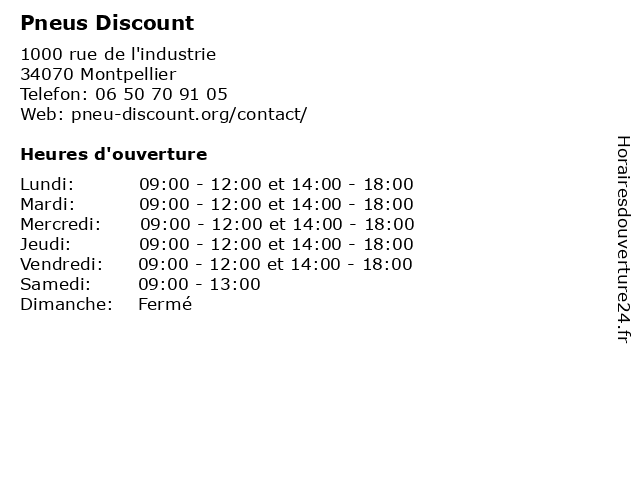 Pneus Discount à Montpellier: adresse et heures d'ouverture