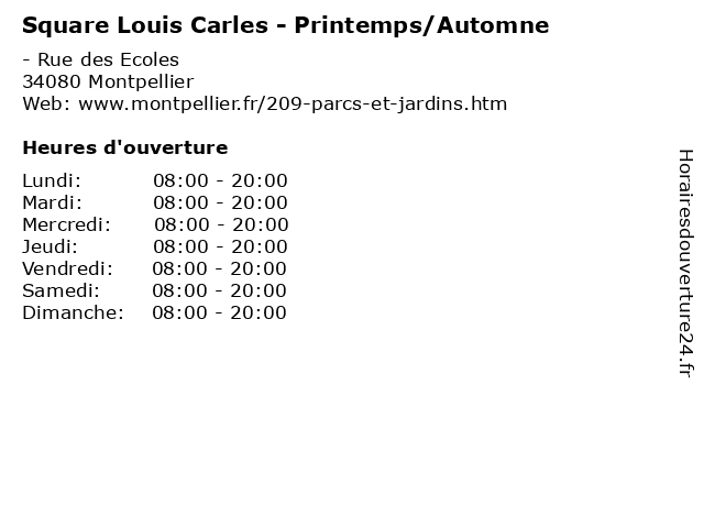 Square Louis Carles - Printemps/Automne à Montpellier: adresse et heures d'ouverture
