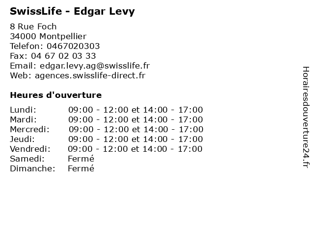 SwissLife - Edgar Levy à Montpellier: adresse et heures d'ouverture