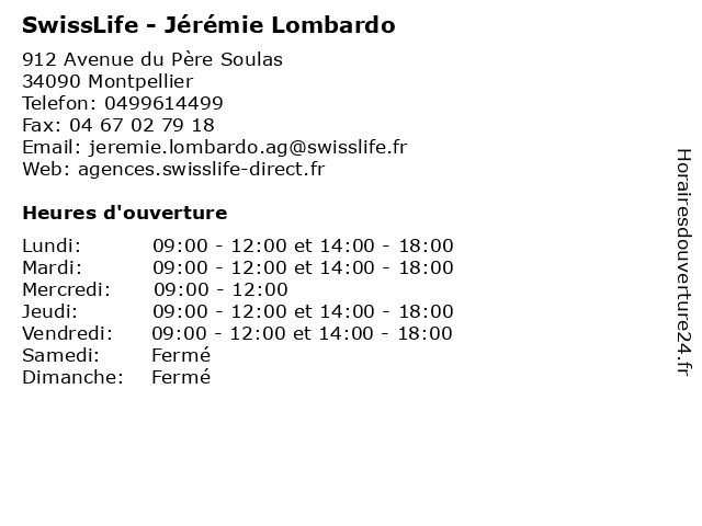 SwissLife - Jérémie Lombardo à Montpellier: adresse et heures d'ouverture