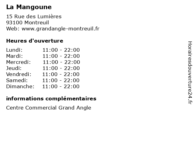 La Mangoune à Montreuil: adresse et heures d'ouverture