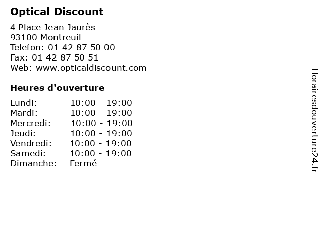 Optical Discount à Montreuil: adresse et heures d'ouverture