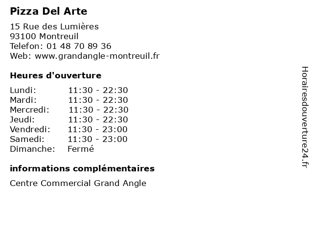 Pizza Del Arte à Montreuil: adresse et heures d'ouverture