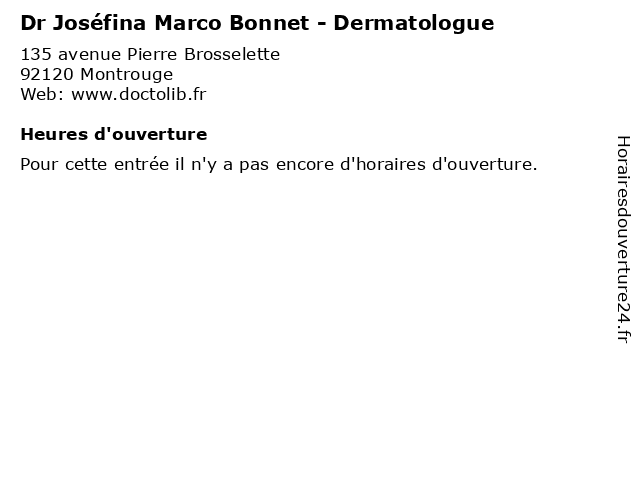 Dr Joséfina Marco Bonnet - Dermatologue à Montrouge: adresse et heures d'ouverture